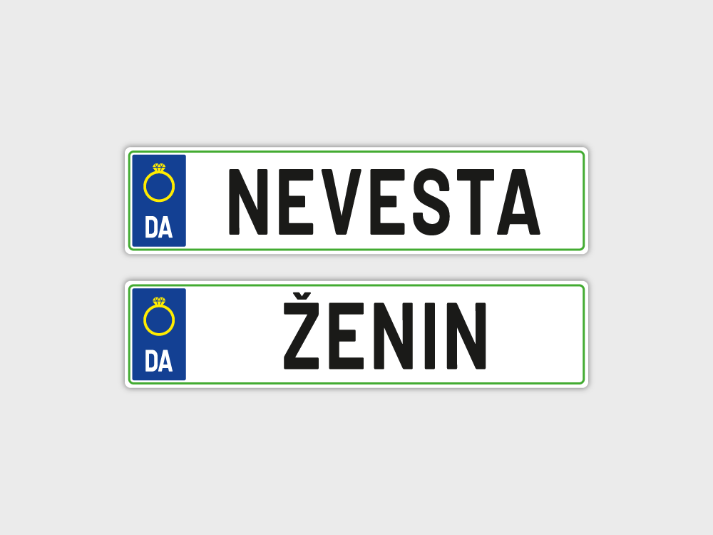 Ženin / nevesta (avto tablica)